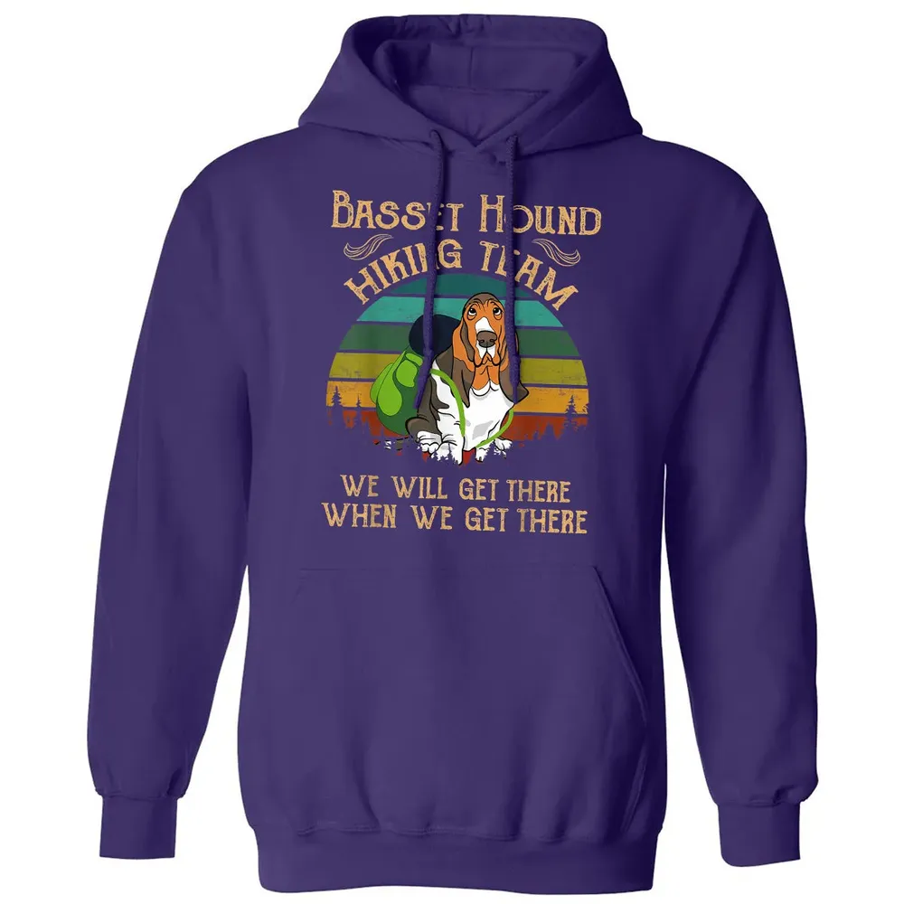Basset Hound Hiking Team We Will Get There Vintage Classic Unisex Hoodie - 6