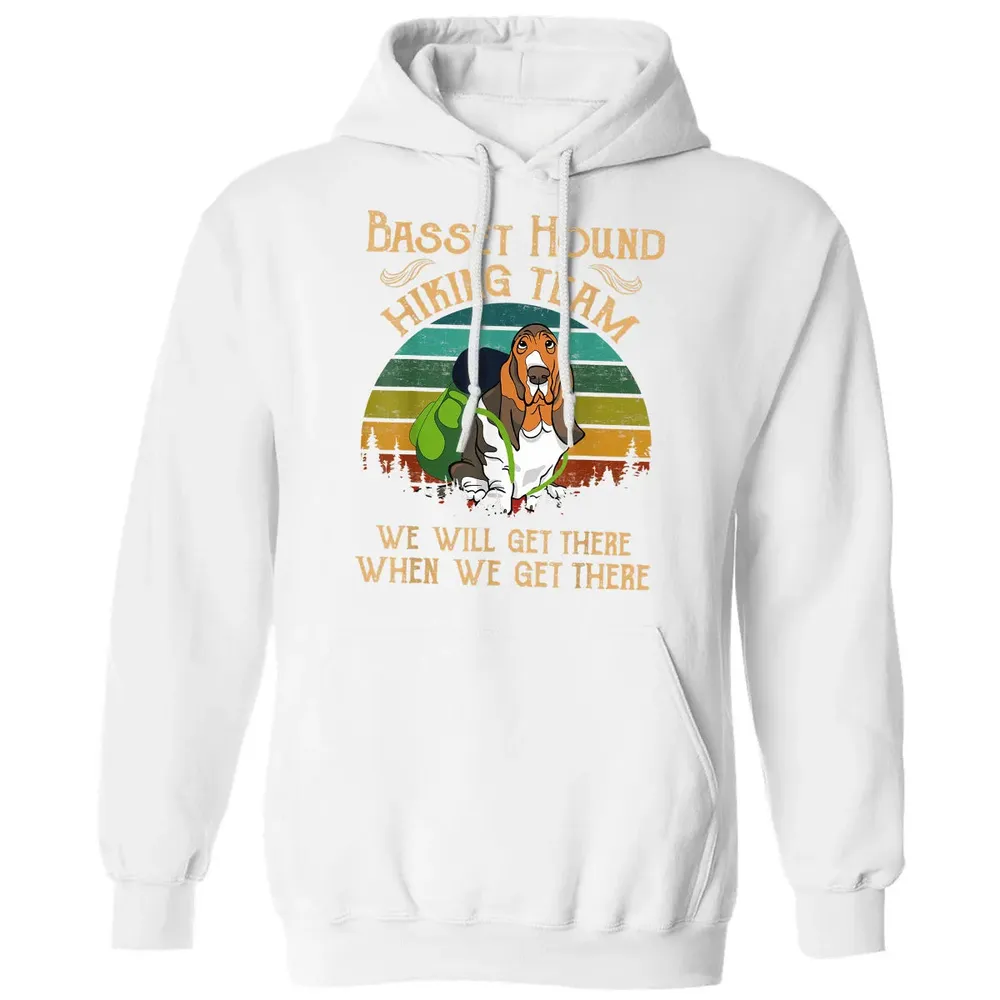 Basset Hound Hiking Team We Will Get There Vintage Classic Unisex Hoodie - 11