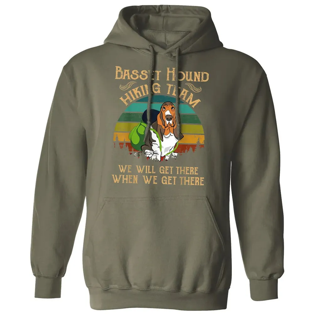 Basset Hound Hiking Team We Will Get There Vintage Classic Unisex Hoodie - 4
