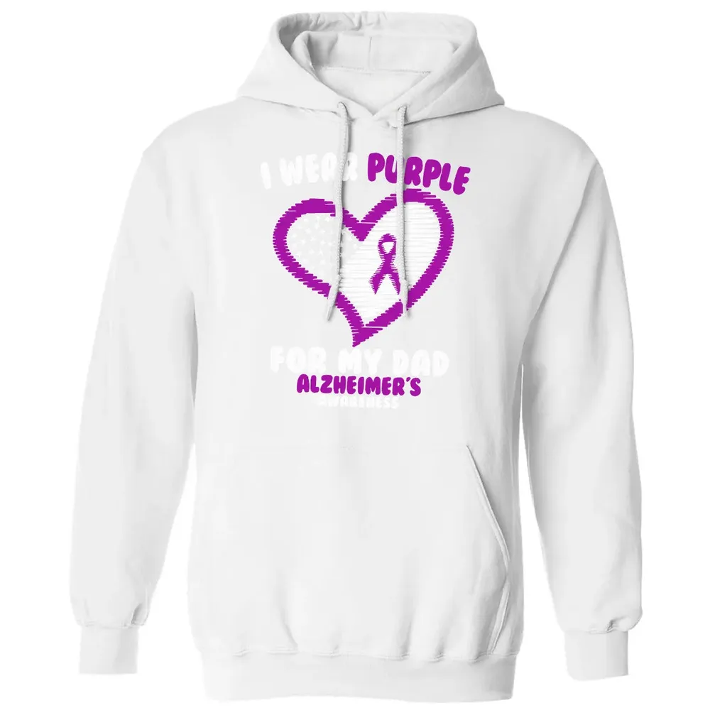 I Wear Purple For My Dad Alzheimer's Awareness Classic Unisex Hoodie - 11