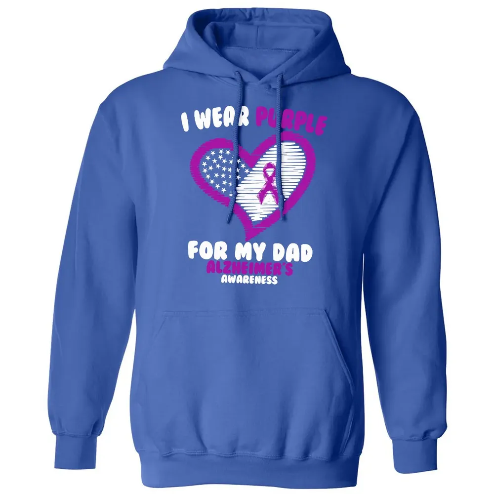I Wear Purple For My Dad Alzheimer's Awareness Classic Unisex Hoodie - 9