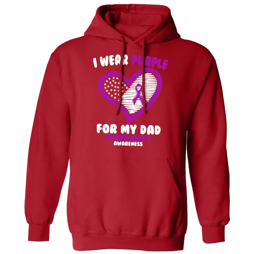 I Wear Purple For My Dad Alzheimer's Awareness Classic Unisex Hoodie - 5