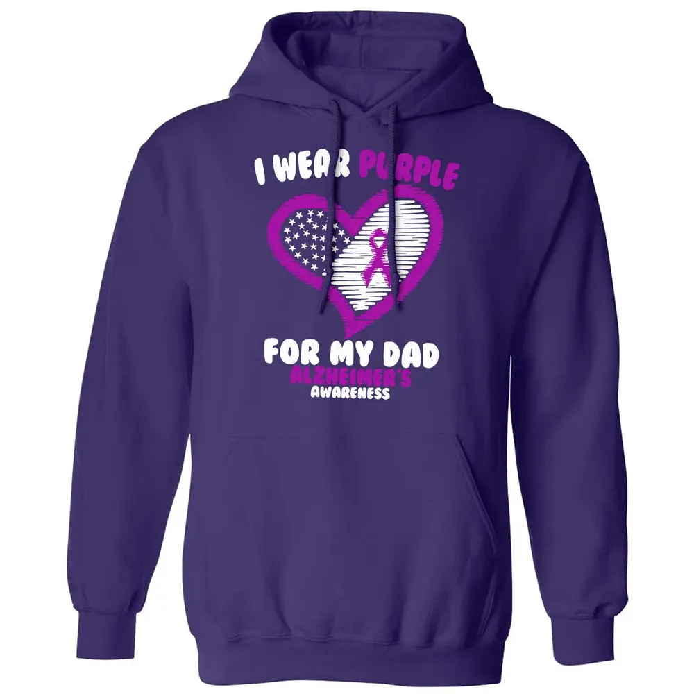 I Wear Purple For My Dad Alzheimer's Awareness Classic Unisex Hoodie - 6
