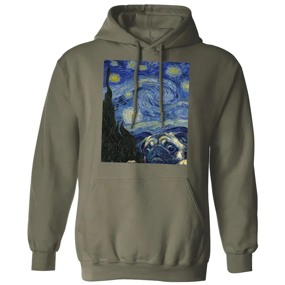 Pug Starry Night Classic Unisex Hoodie - 4