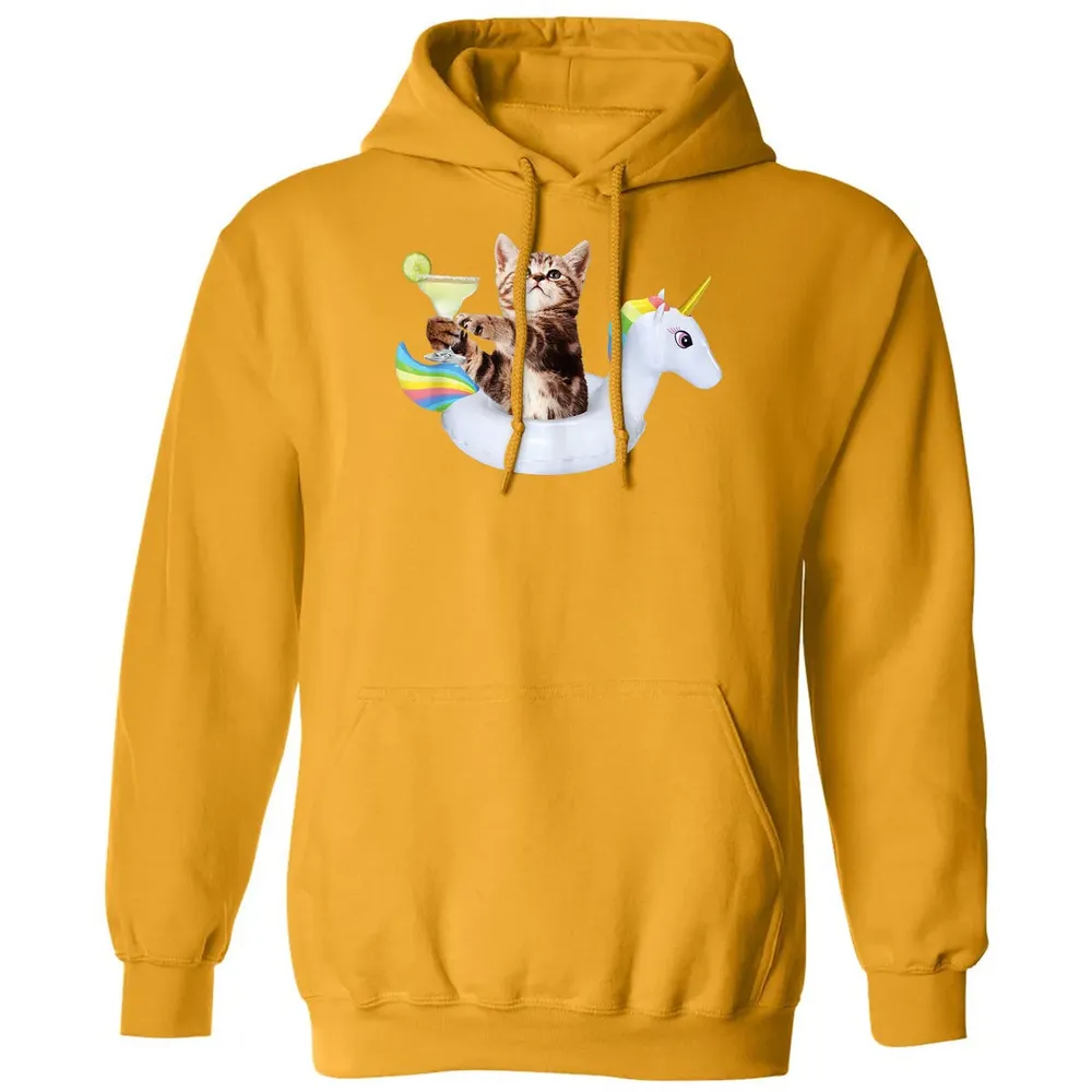 Summer Kitty With Margarita & Unicorn Float Funny Cat Classic Unisex Hoodie - 12
