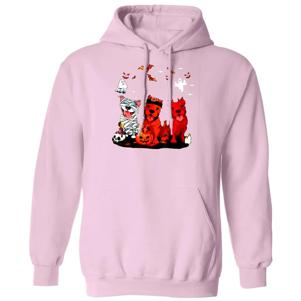 Pitbull Dog with Candy Pumpkin   Pitbull Halloween Classic Unisex Hoodie - 3
