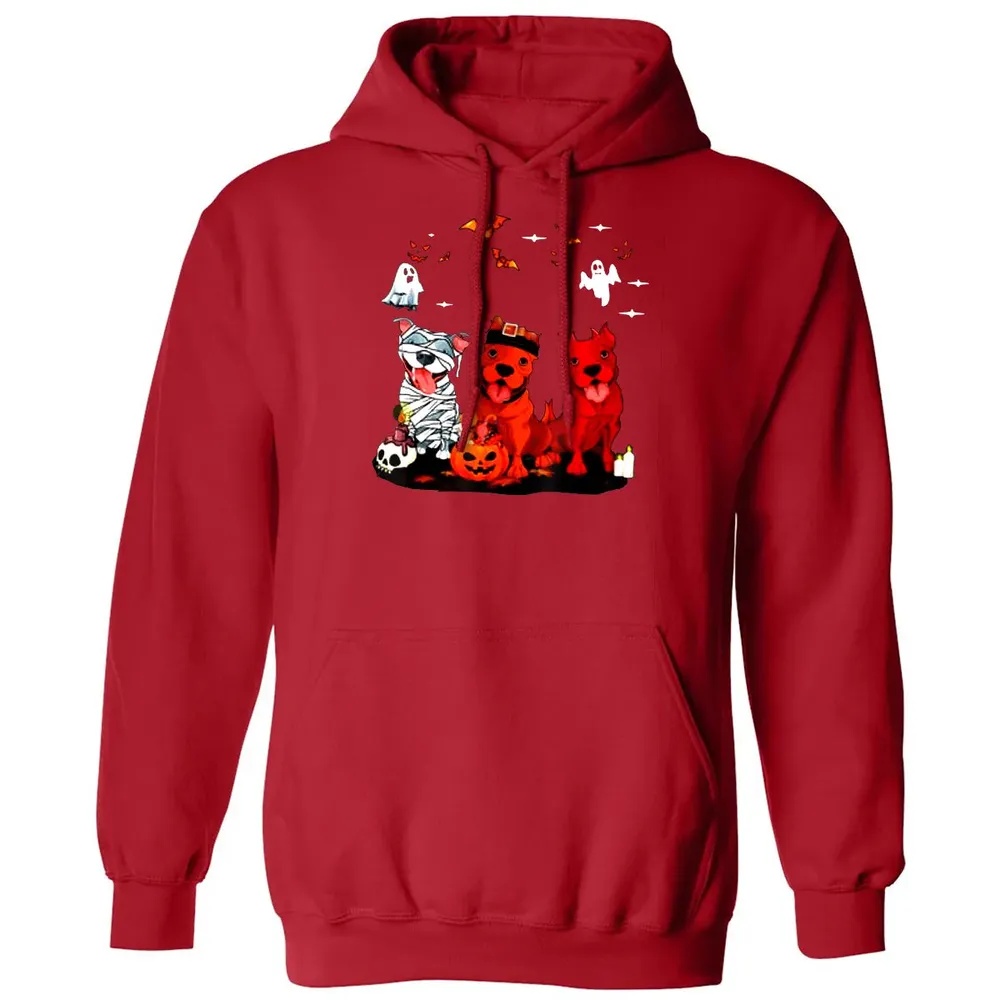 Pitbull Dog with Candy Pumpkin   Pitbull Halloween Classic Unisex Hoodie - 5