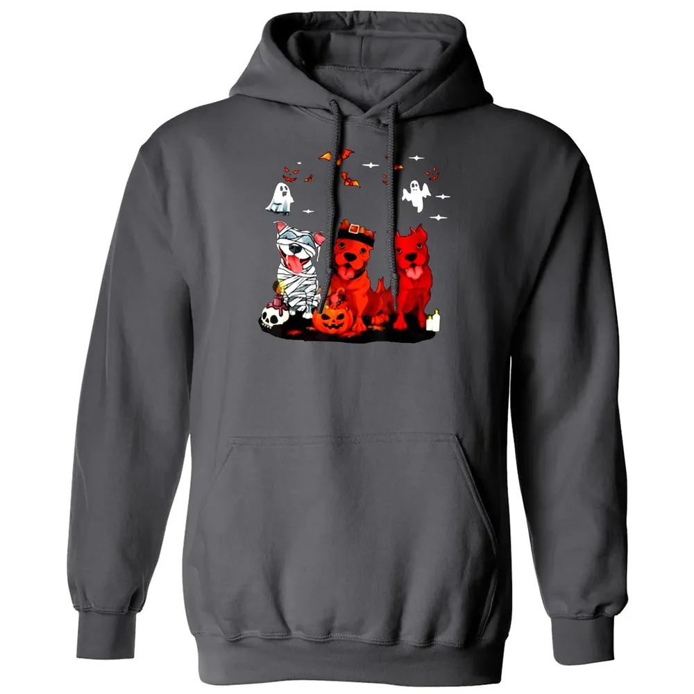 Pitbull Dog with Candy Pumpkin   Pitbull Halloween Classic Unisex Hoodie - 7