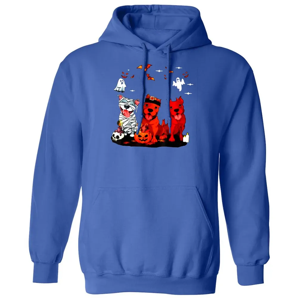 Pitbull Dog with Candy Pumpkin   Pitbull Halloween Classic Unisex Hoodie - 9