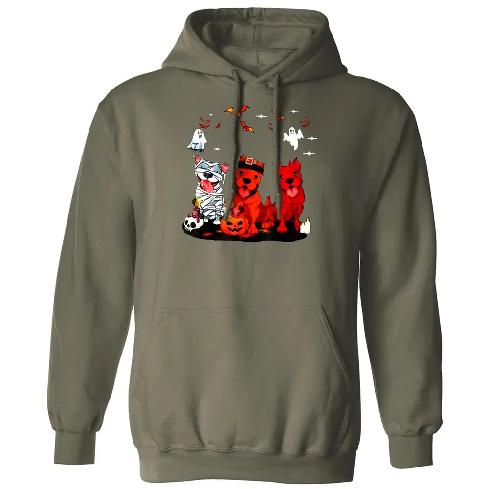 Pitbull Dog with Candy Pumpkin   Pitbull Halloween Classic Unisex Hoodie - 4