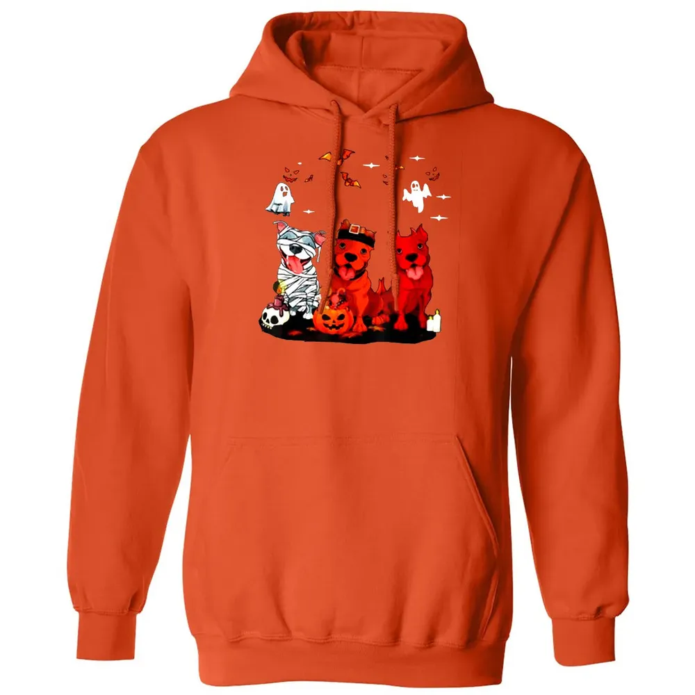 Pitbull Dog with Candy Pumpkin   Pitbull Halloween Classic Unisex Hoodie - 10