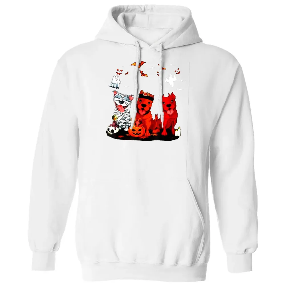 Pitbull Dog with Candy Pumpkin   Pitbull Halloween Classic Unisex Hoodie - 11