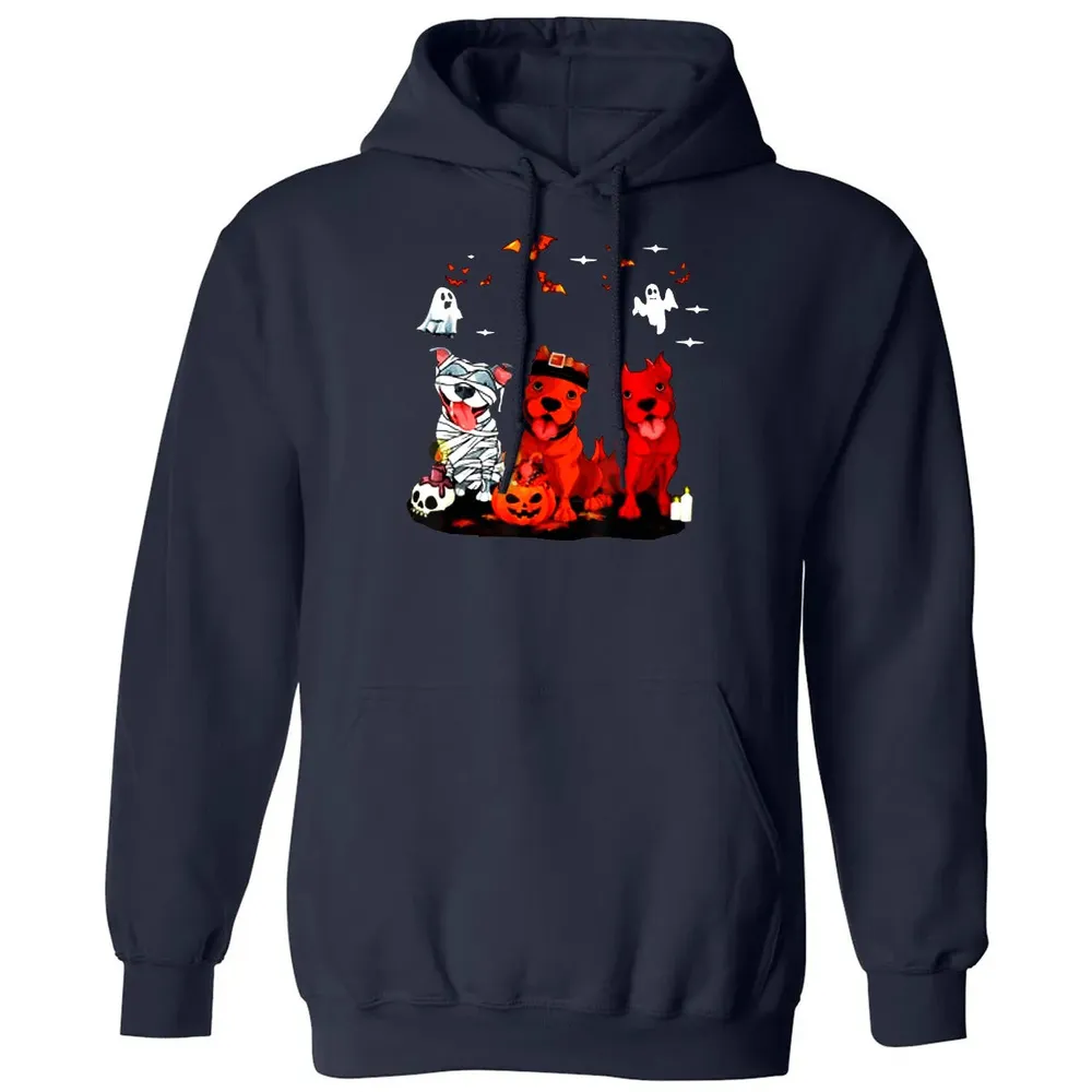 Pitbull Dog with Candy Pumpkin   Pitbull Halloween Classic Unisex Hoodie - 2
