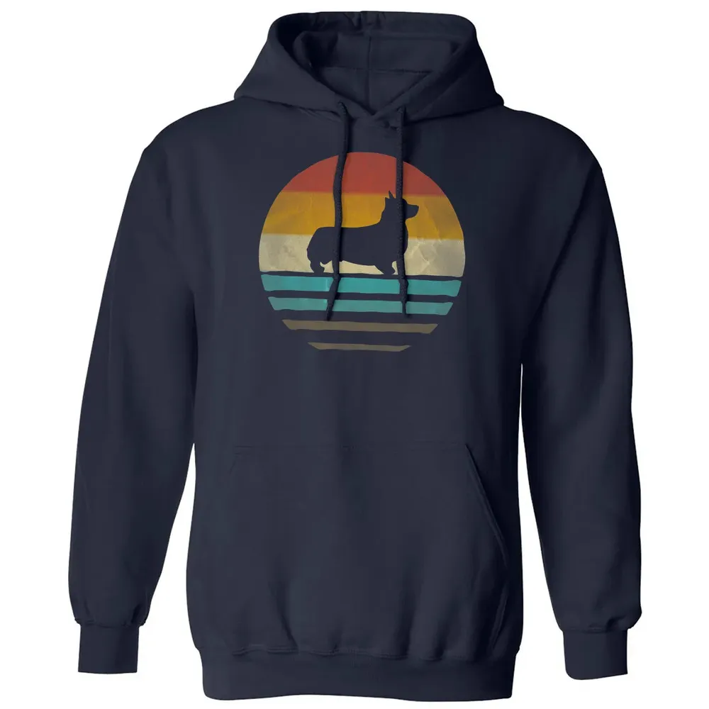 Corgi Dog Retro Vintage 60s 70s Silhouette Breed Funny Gift Classic Unisex Hoodie - 2