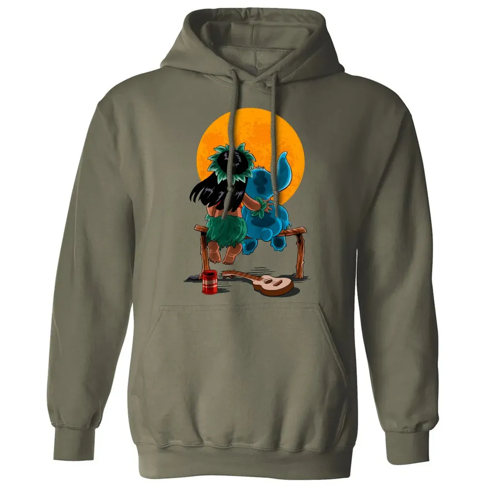 Alien And Girl Gazing At The Moon Classic Unisex Hoodie - 4