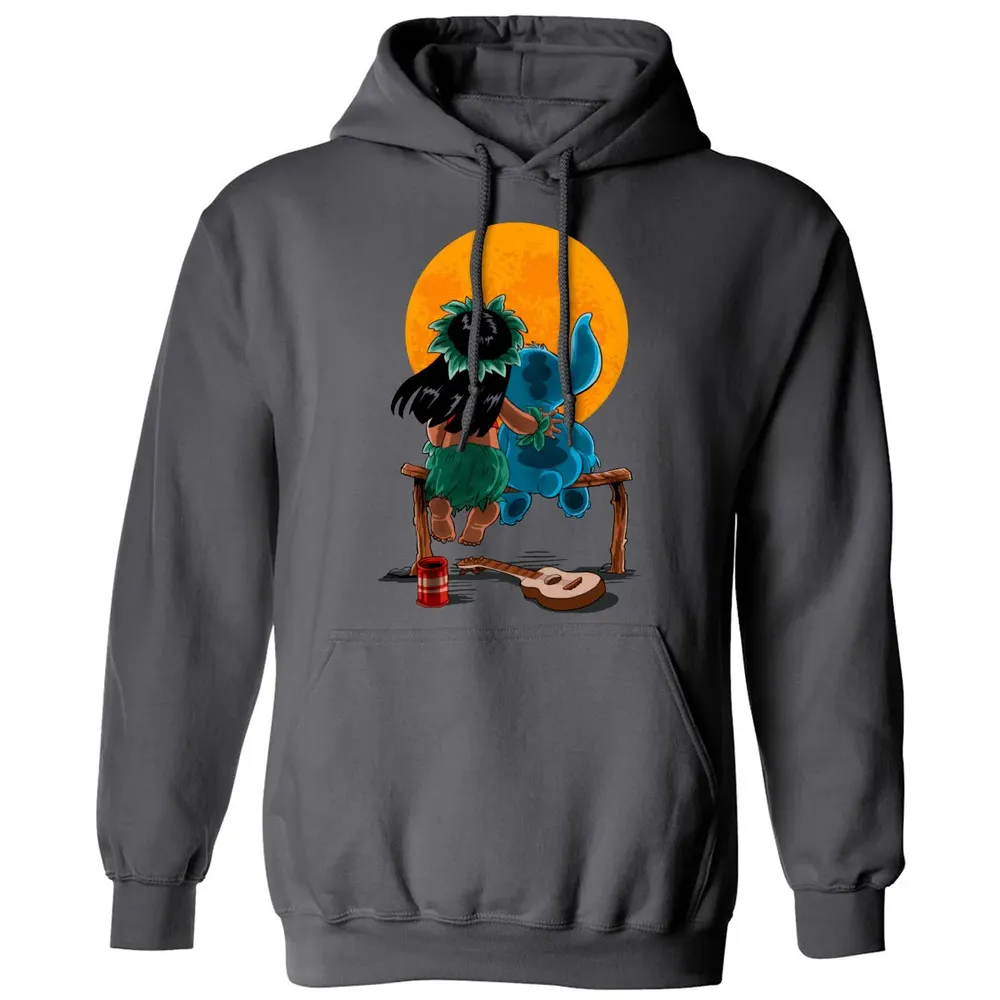 Alien And Girl Gazing At The Moon Classic Unisex Hoodie - 7