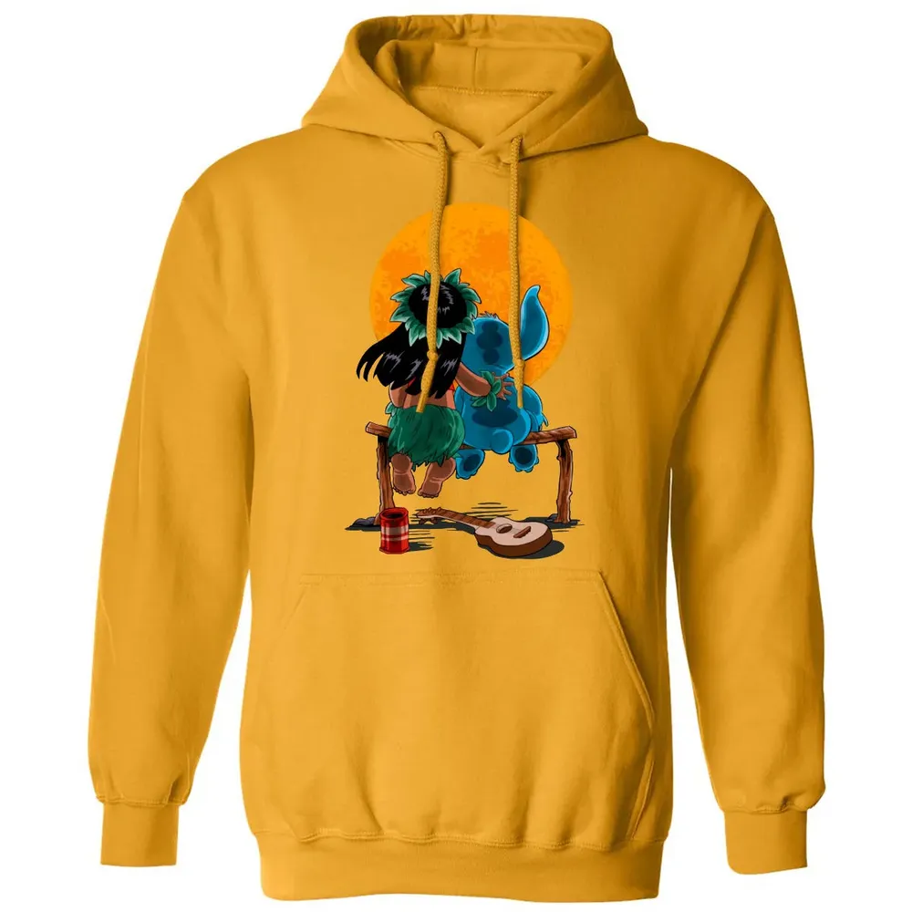Alien And Girl Gazing At The Moon Classic Unisex Hoodie - 12