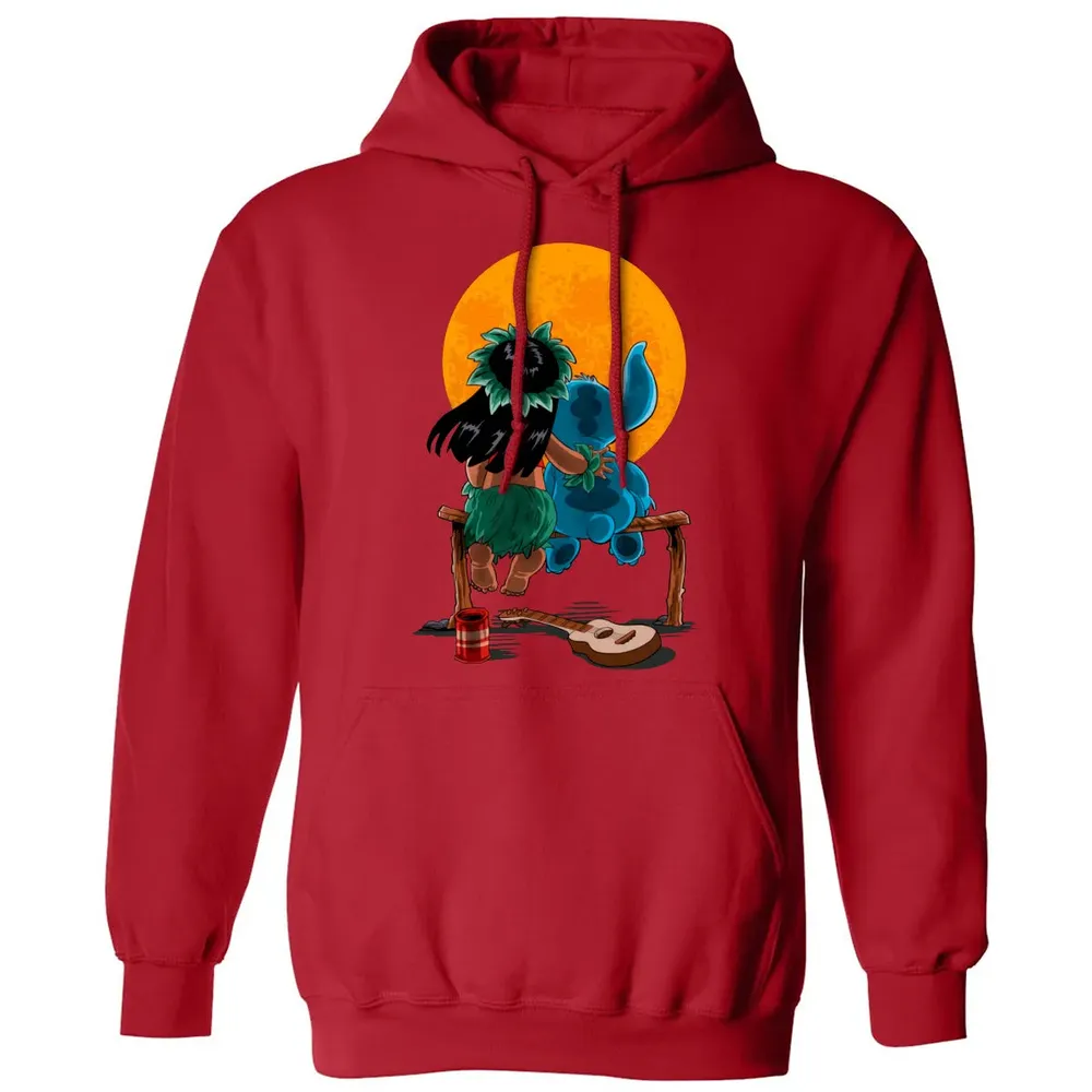 Alien And Girl Gazing At The Moon Classic Unisex Hoodie - 5