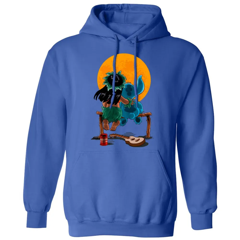 Alien And Girl Gazing At The Moon Classic Unisex Hoodie - 9