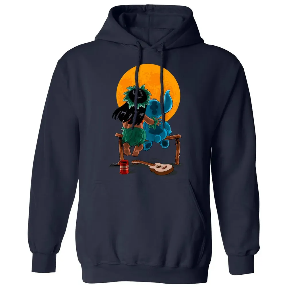Alien And Girl Gazing At The Moon Classic Unisex Hoodie - 2