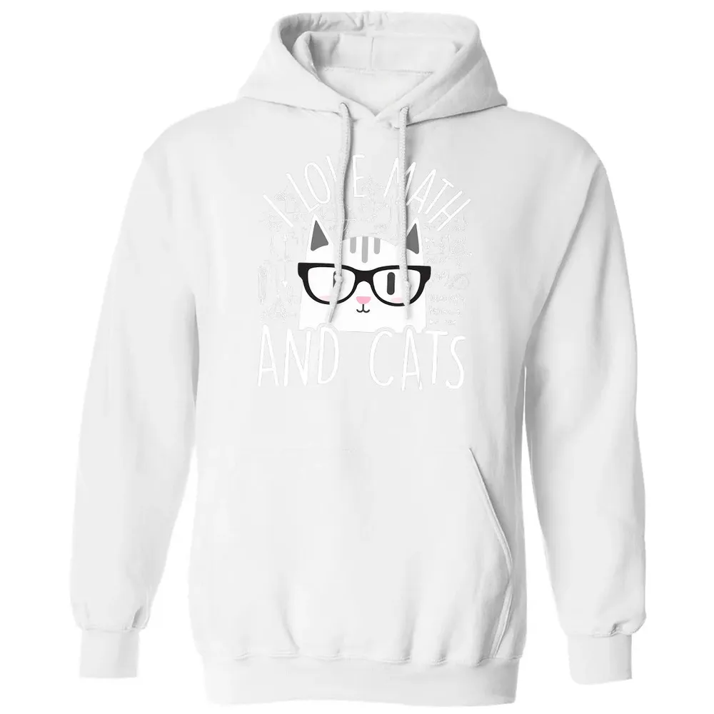 I Love Math And Cats  Funny Cat Lover Gift Classic Unisex Hoodie - 11