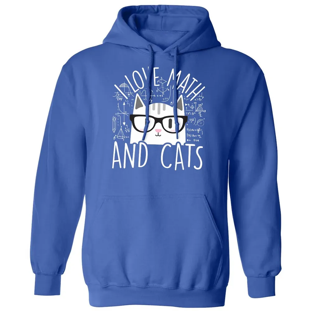 I Love Math And Cats  Funny Cat Lover Gift Classic Unisex Hoodie - 9