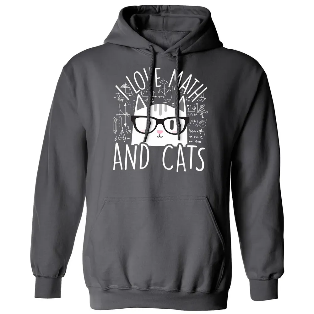 I Love Math And Cats  Funny Cat Lover Gift Classic Unisex Hoodie - 7