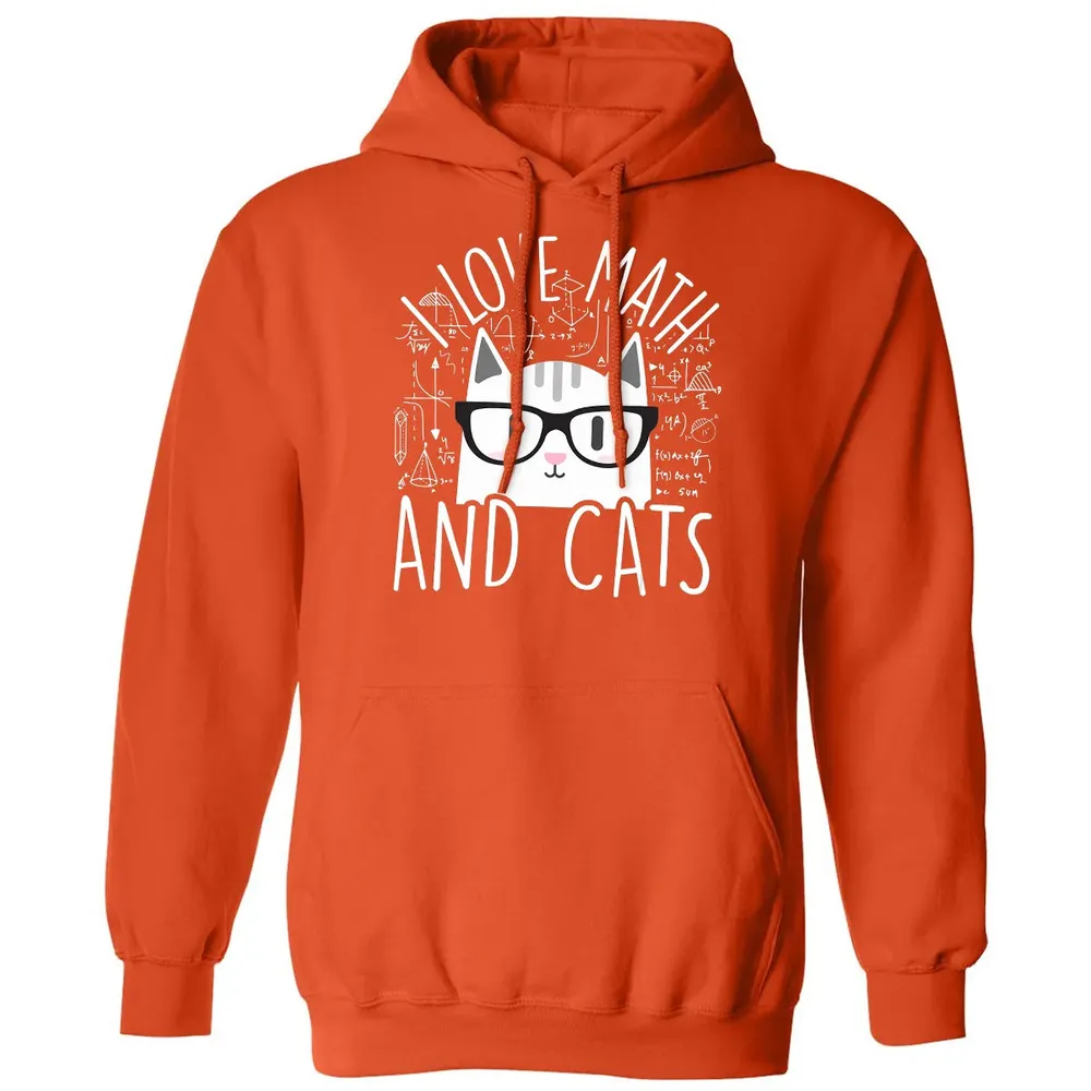 I Love Math And Cats  Funny Cat Lover Gift Classic Unisex Hoodie - 10