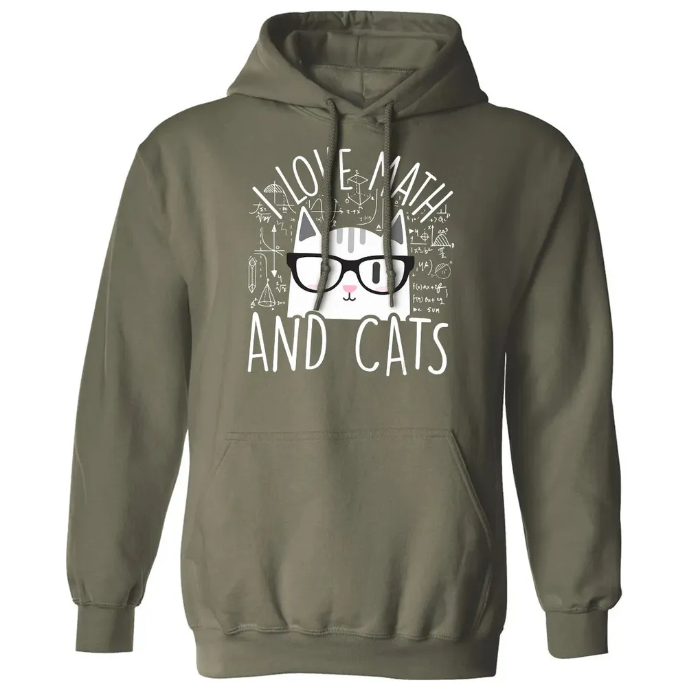I Love Math And Cats  Funny Cat Lover Gift Classic Unisex Hoodie - 4