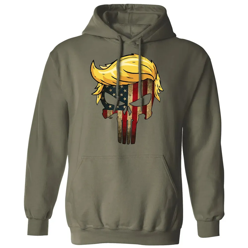 Trump Hair Skull    4th of july US Flag Trump Gift Classic Unisex Hoodie - 4