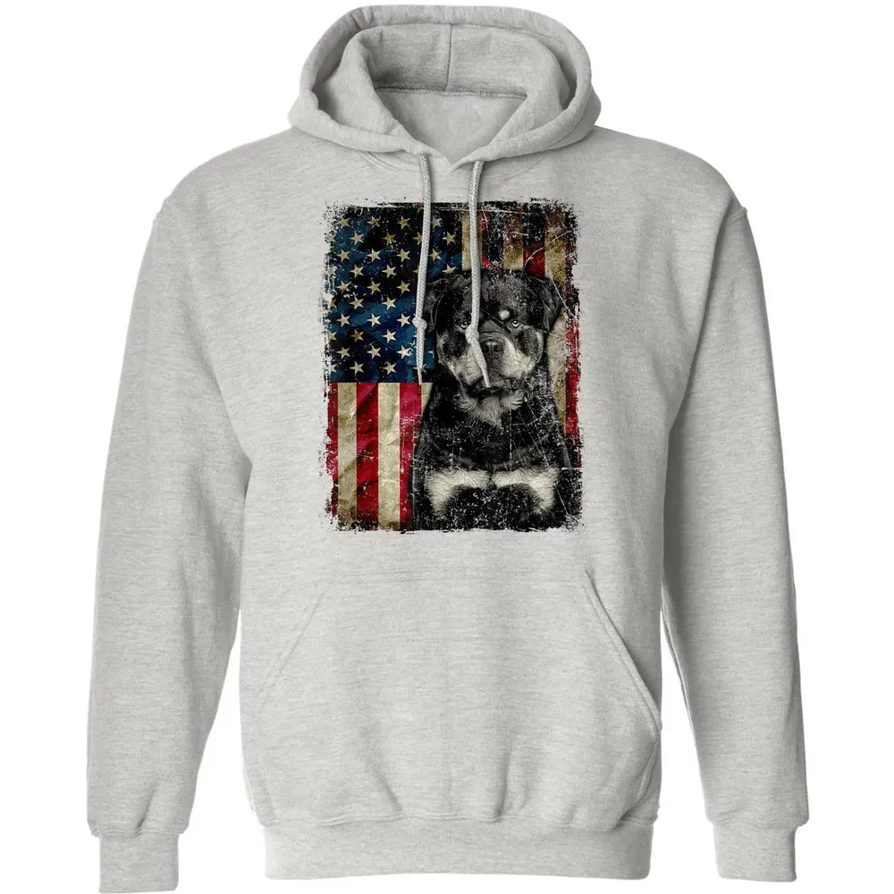 Rottweiler Dog 4th of July American Flag patriotic Gift Classic Unisex Hoodie - 8
