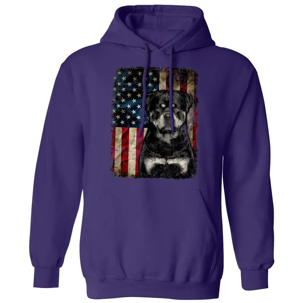 Rottweiler Dog 4th of July American Flag patriotic Gift Classic Unisex Hoodie - 6