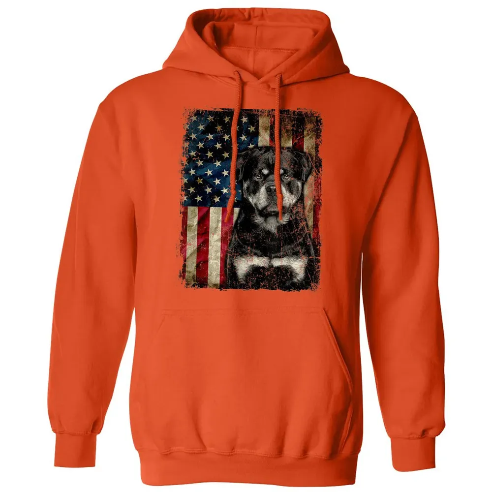 Rottweiler Dog 4th of July American Flag patriotic Gift Classic Unisex Hoodie - 10