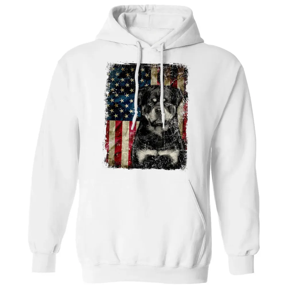 Rottweiler Dog 4th of July American Flag patriotic Gift Classic Unisex Hoodie - 11