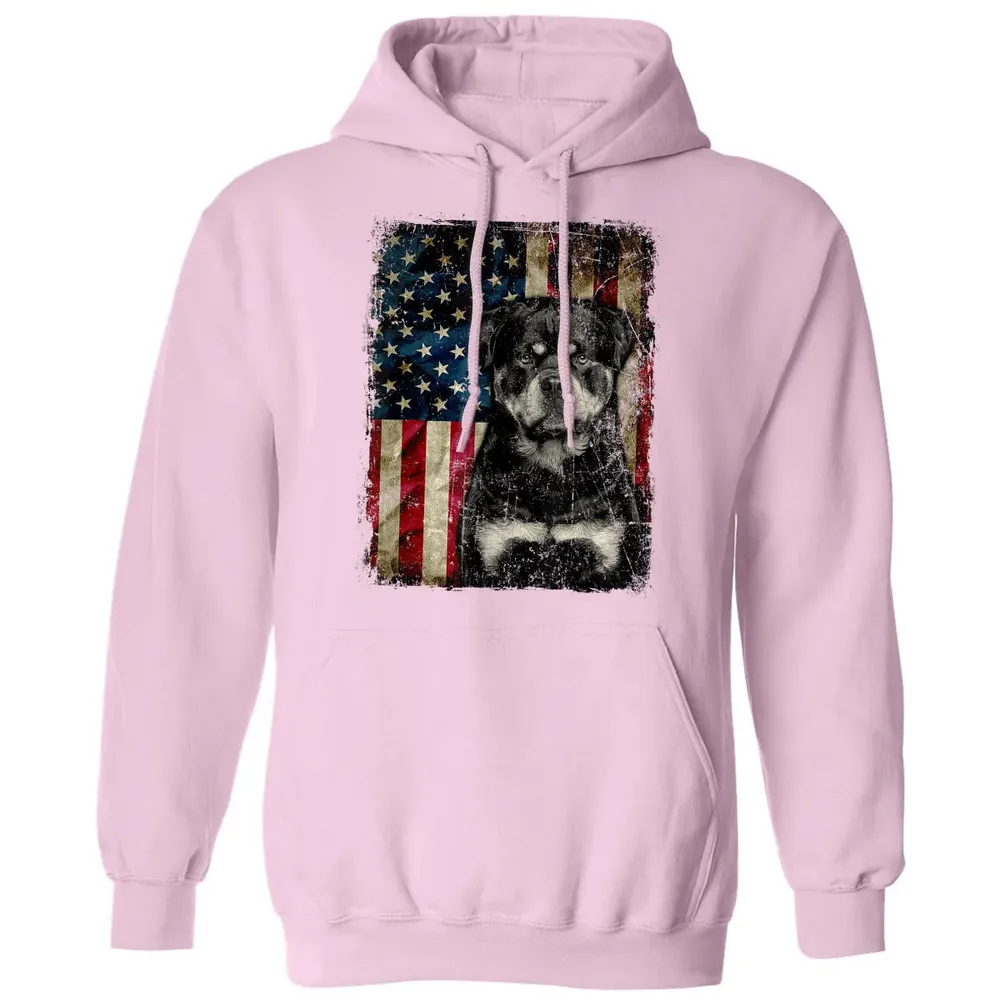 Rottweiler Dog 4th of July American Flag patriotic Gift Classic Unisex Hoodie - 3