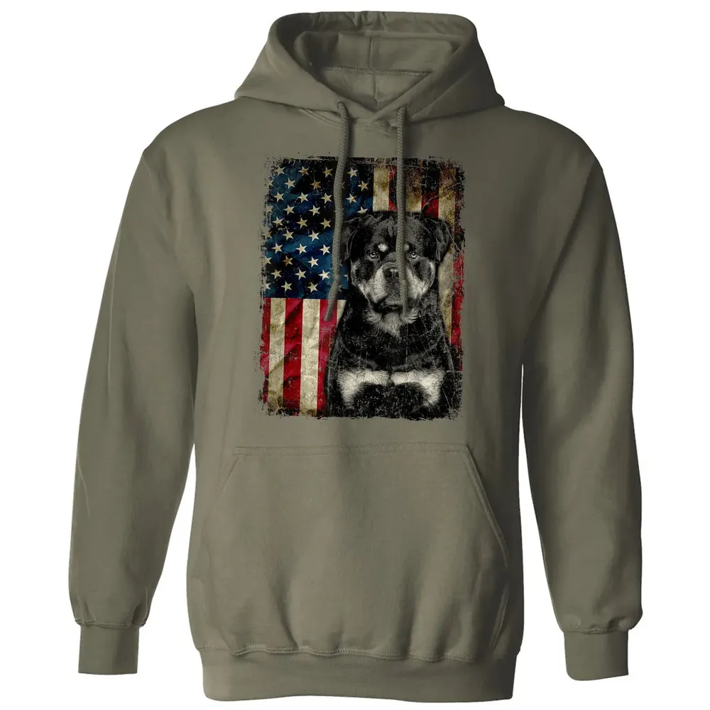 Rottweiler Dog 4th of July American Flag patriotic Gift Classic Unisex Hoodie - 4
