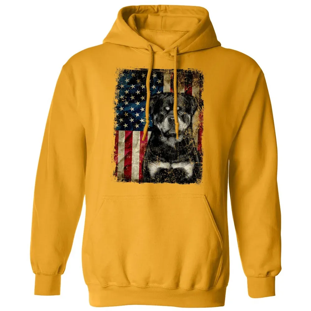 Rottweiler Dog 4th of July American Flag patriotic Gift Classic Unisex Hoodie - 12