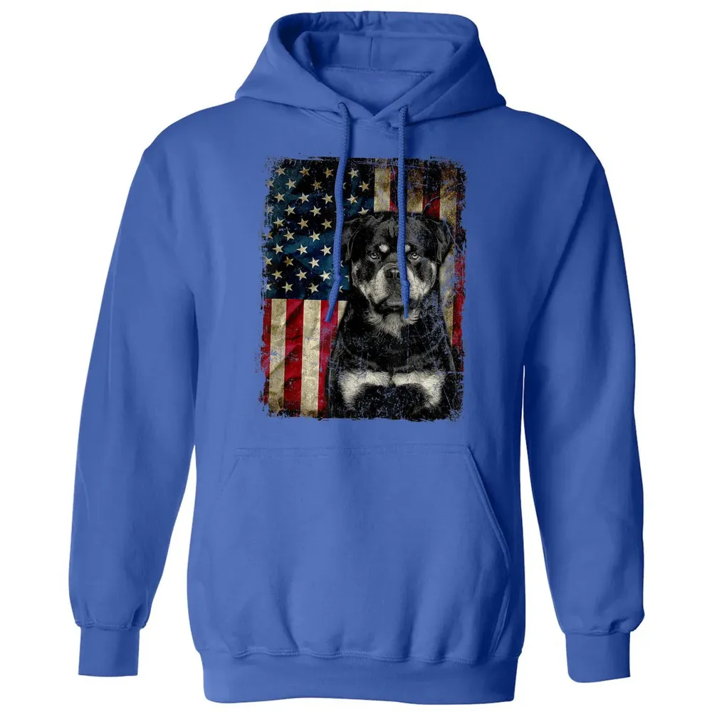 Rottweiler Dog 4th of July American Flag patriotic Gift Classic Unisex Hoodie - 9