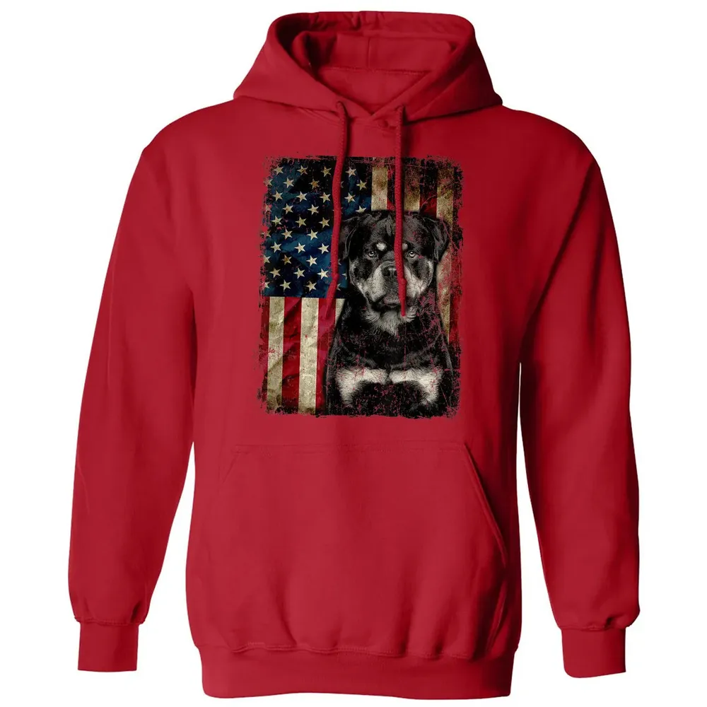 Rottweiler Dog 4th of July American Flag patriotic Gift Classic Unisex Hoodie - 5
