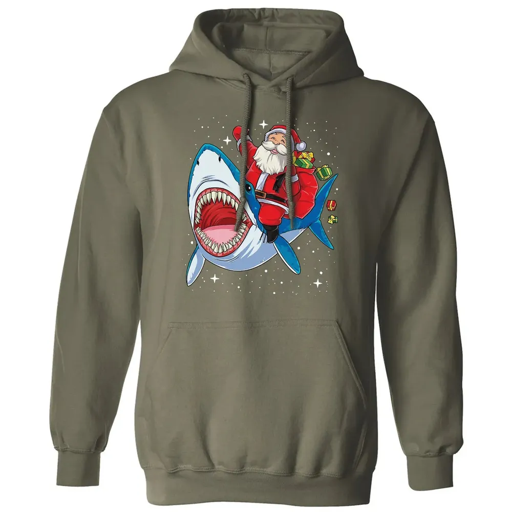 Santa ride shark Classic Unisex Hoodie - 4