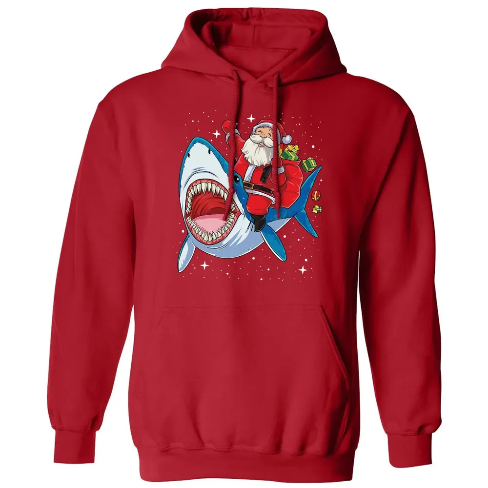 Santa ride shark Classic Unisex Hoodie - 5