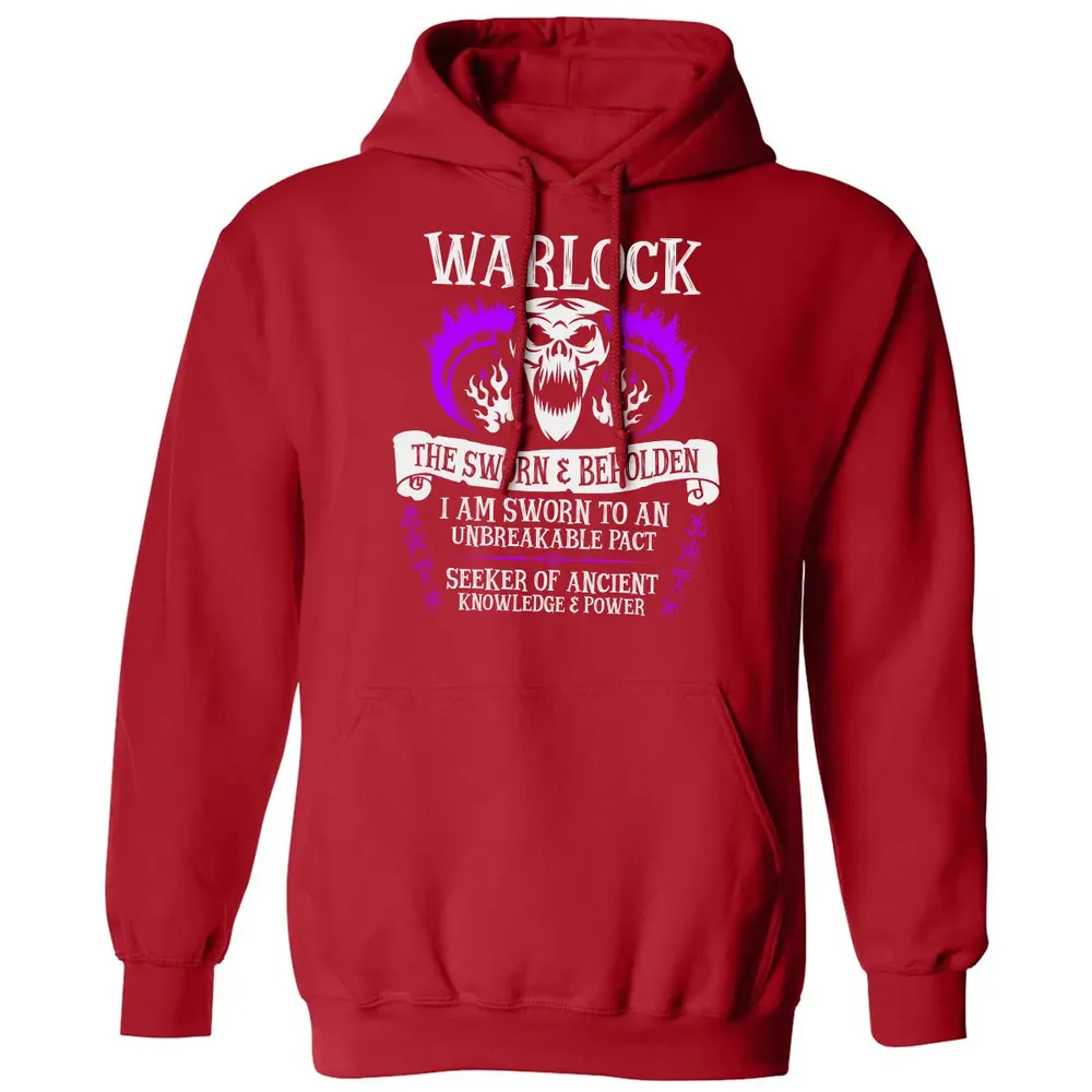 WARLOCK, THE SWORN AND BEHOLDEN   (White Text) Classic Unisex Hoodie - 5