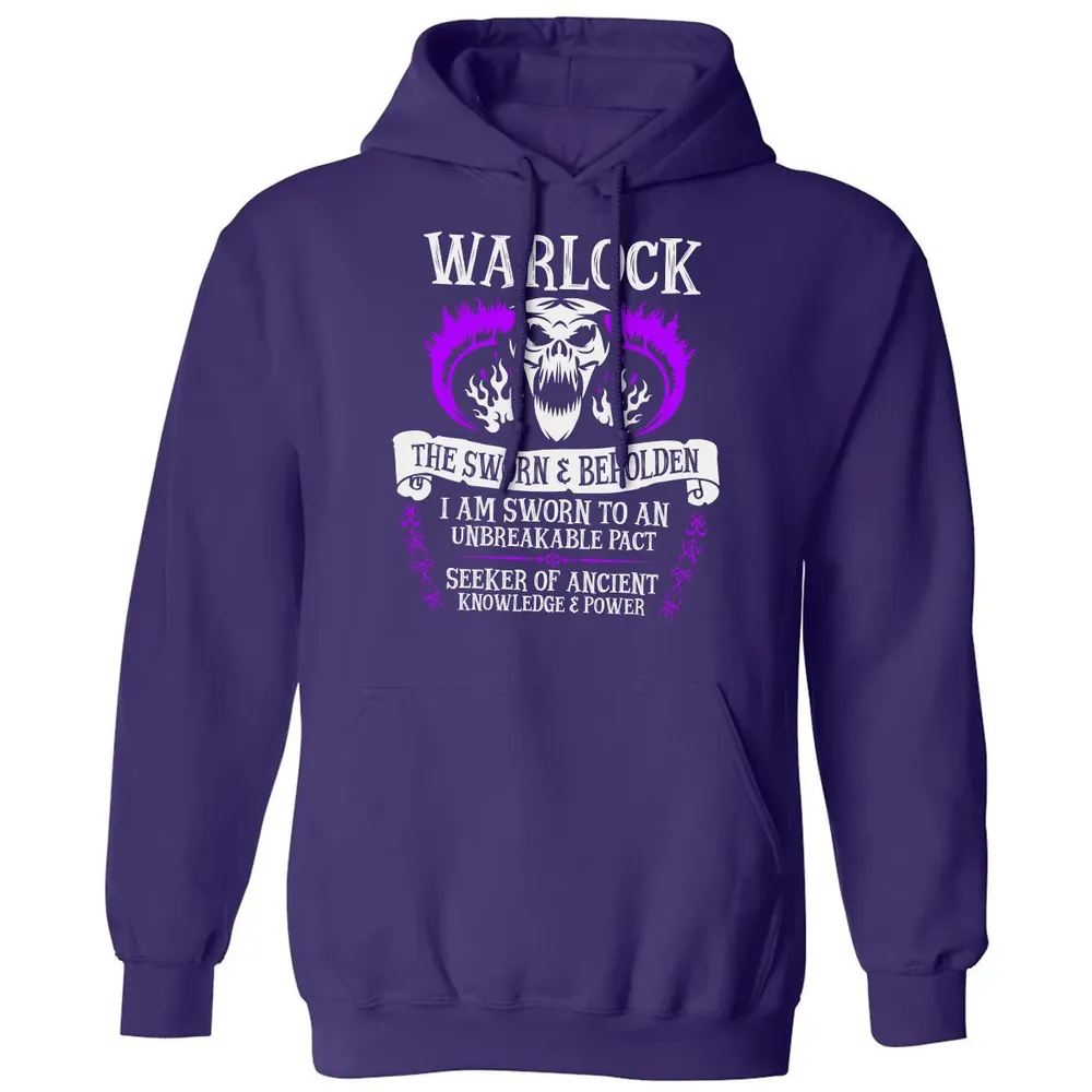 WARLOCK, THE SWORN AND BEHOLDEN   (White Text) Classic Unisex Hoodie - 6