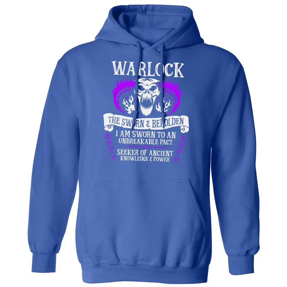 WARLOCK, THE SWORN AND BEHOLDEN   (White Text) Classic Unisex Hoodie - 9