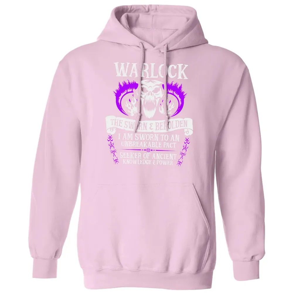WARLOCK, THE SWORN AND BEHOLDEN   (White Text) Classic Unisex Hoodie - 3