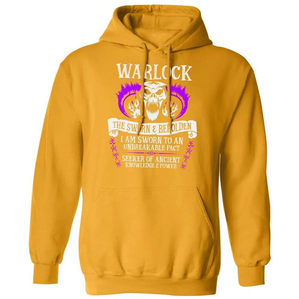 WARLOCK, THE SWORN AND BEHOLDEN   (White Text) Classic Unisex Hoodie - 12