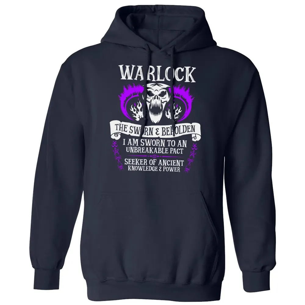WARLOCK, THE SWORN AND BEHOLDEN   (White Text) Classic Unisex Hoodie - 2