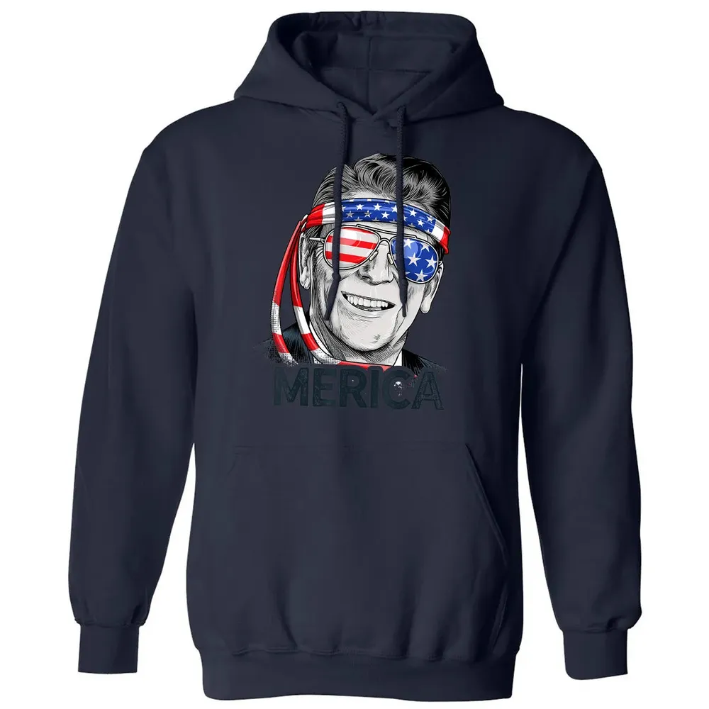 Reagan Ronald Merica 4th of July  Men US President Classic Unisex Hoodie - 2