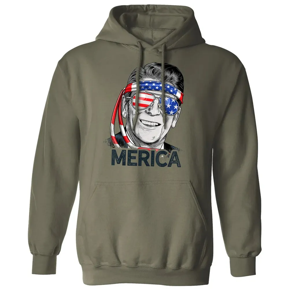 Reagan Ronald Merica 4th of July  Men US President Classic Unisex Hoodie - 4