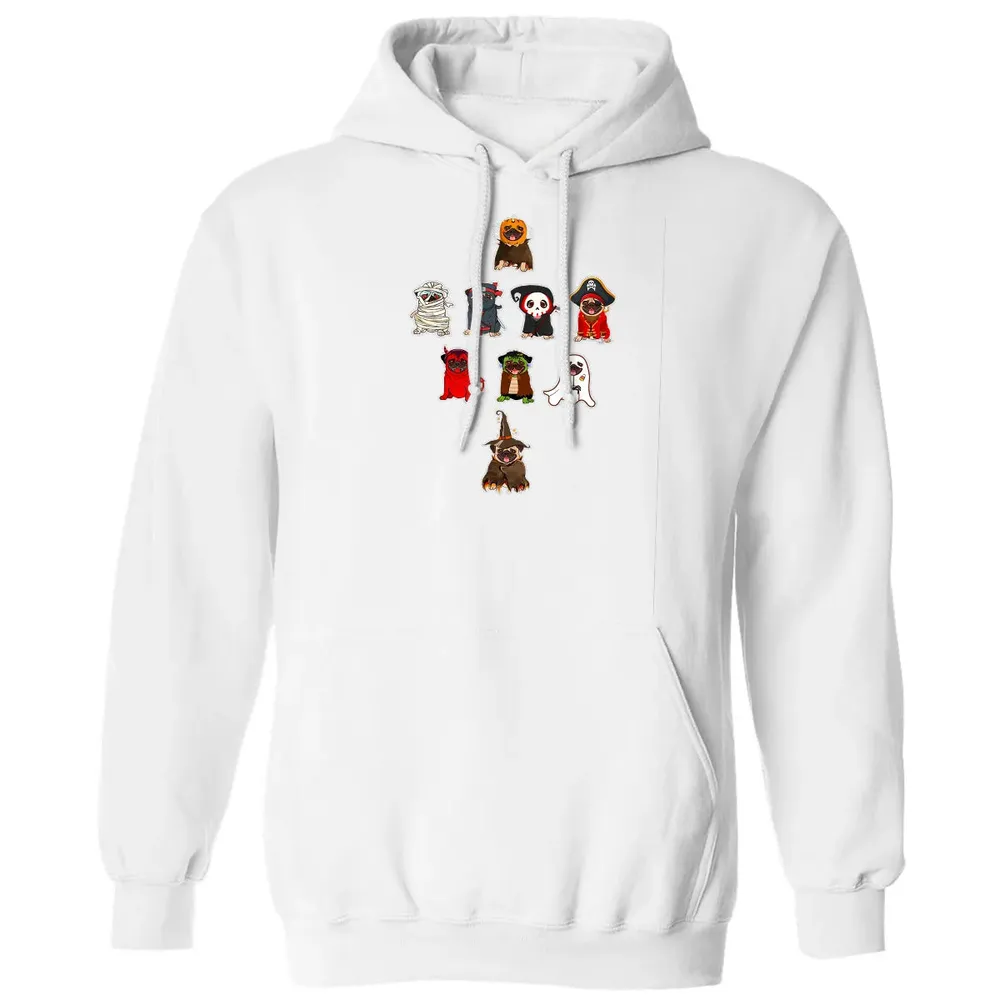 Pug Halloween Costume Ninja Witch Dracula Boo Mummy Pirate Classic Unisex Hoodie - 11
